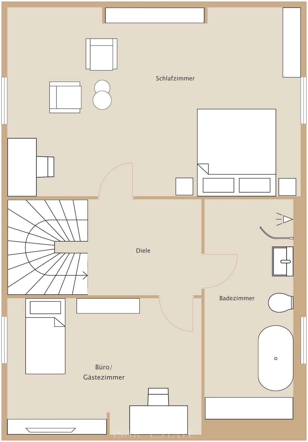 Dachgeschoss mit Option für ein zusätzliches Zimmer